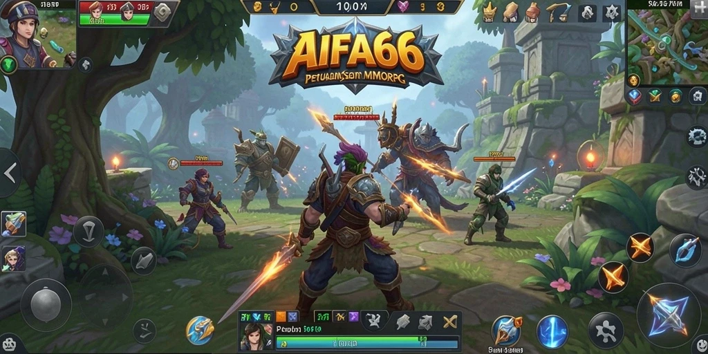 Tampilan screenshot AIFA66 menampilkan aksi pertempuran epik dalam dunia MMORPG.