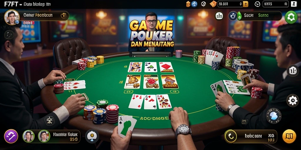 Tampilan gameplay poker yang mendebarkan di F7F7.