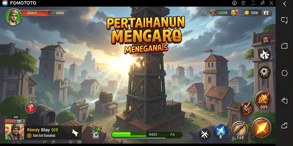 Screenshot FOMOTOTO menampilkan aksi mendebarkan dalam permainan Tower Defense.