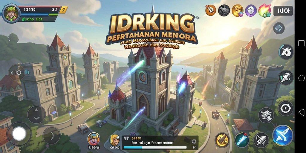 Gameplay Tower Defense yang seru di IDRKING dengan berbagai menara.