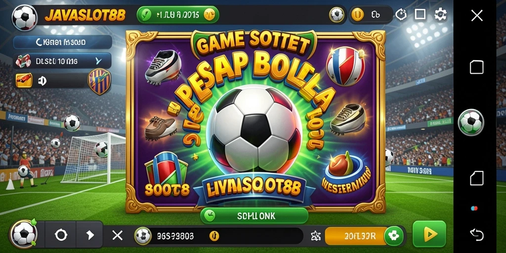 Tampilan gameplay JAVASLOT88 yang menarik dengan tema sepak bola.