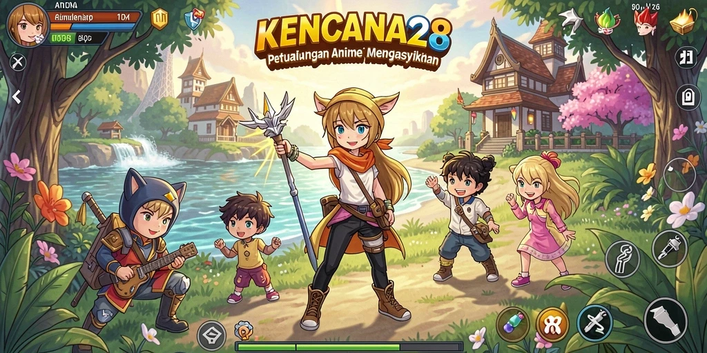 Tampilan gameplay KENCANA28 yang memukau dengan karakter anime.