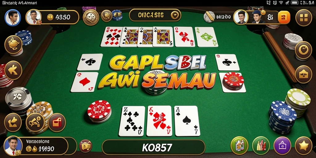 Screenshot KO857 menampilkan aksi seru permainan Gaple yang dinamis.