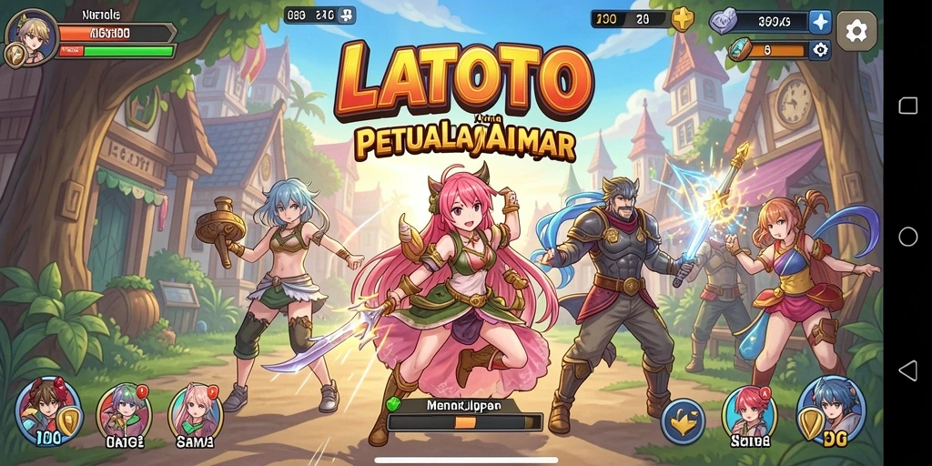 Screenshot gameplay LATOTO yang menampilkan aksi seru dan karakter anime.