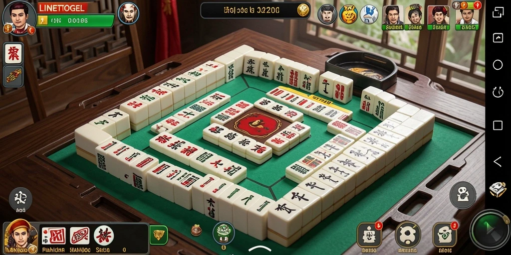 Tampilan gameplay menarik dari LINETOGEL dengan ubin Mahjong yang berwarna-warni.