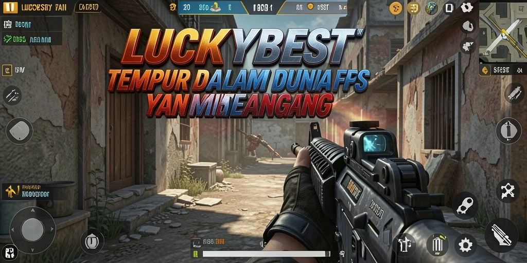 Tampilan seru gameplay LUCKYBEST dalam pertempuran FPS.
