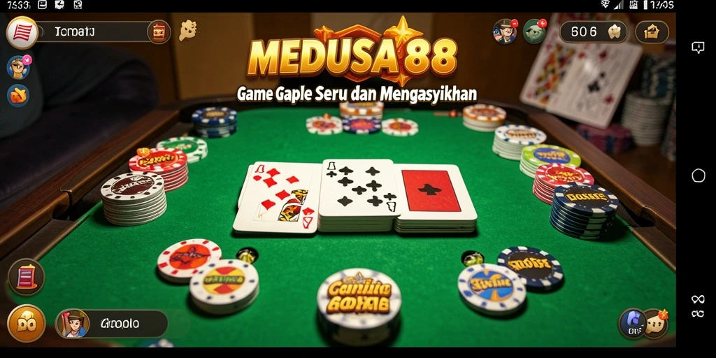 Tampilan gameplay seru dan interaktif dari game Gaple MEDUSA88.