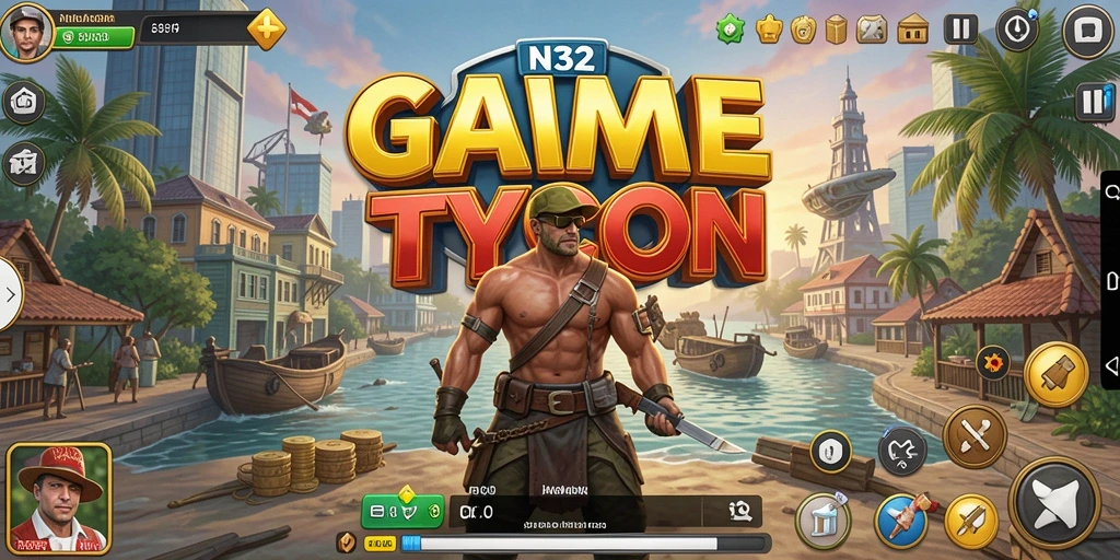 Tangkapan layar gameplay N32 yang menampilkan manajemen bisnis yang menarik.