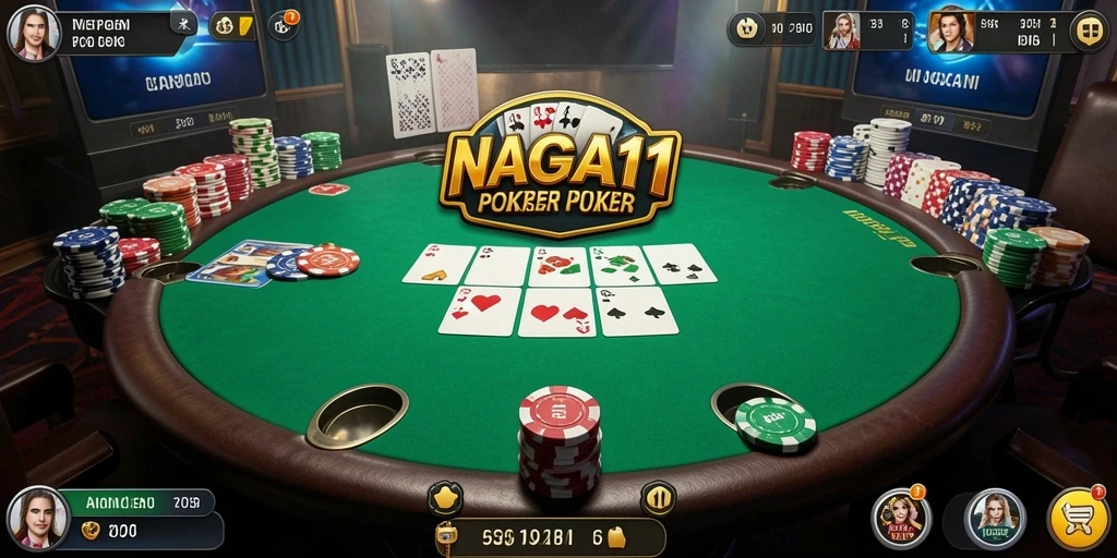 Tampilan gameplay NAGA11 yang seru dalam permainan Poker.