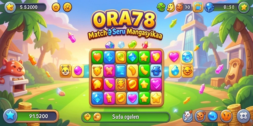 Tampilan gameplay menarik dari ORA78 dalam aksi Match-3.