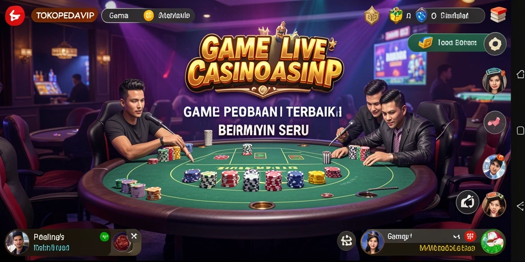 Screenshot gameplay TOKOPEDIAVIP yang menampilkan dealer live dan suasana kasino.